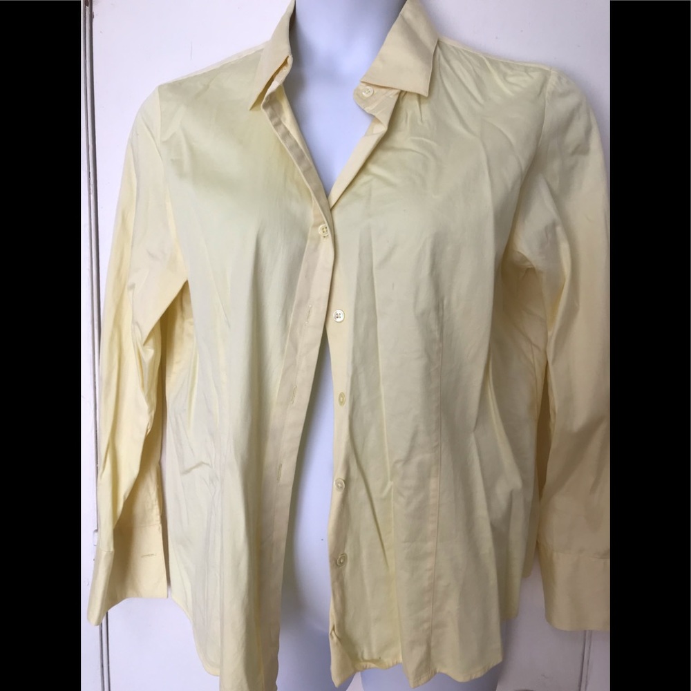 Ann Taylor Creamy Yellow Cotton Button Down / XL